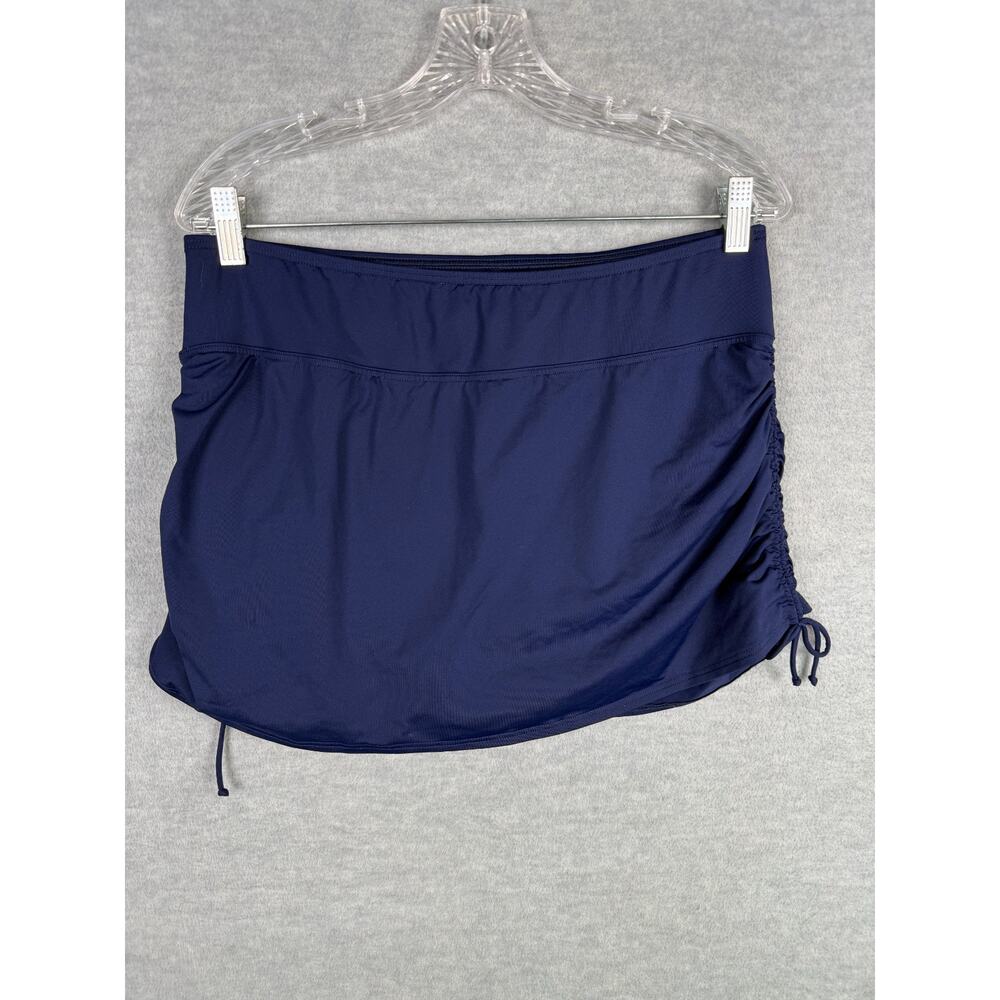 Lands End 12 Swim Skirt Navy Blue Ruched Tie Sides Built In Brief - Picture 4 of 9